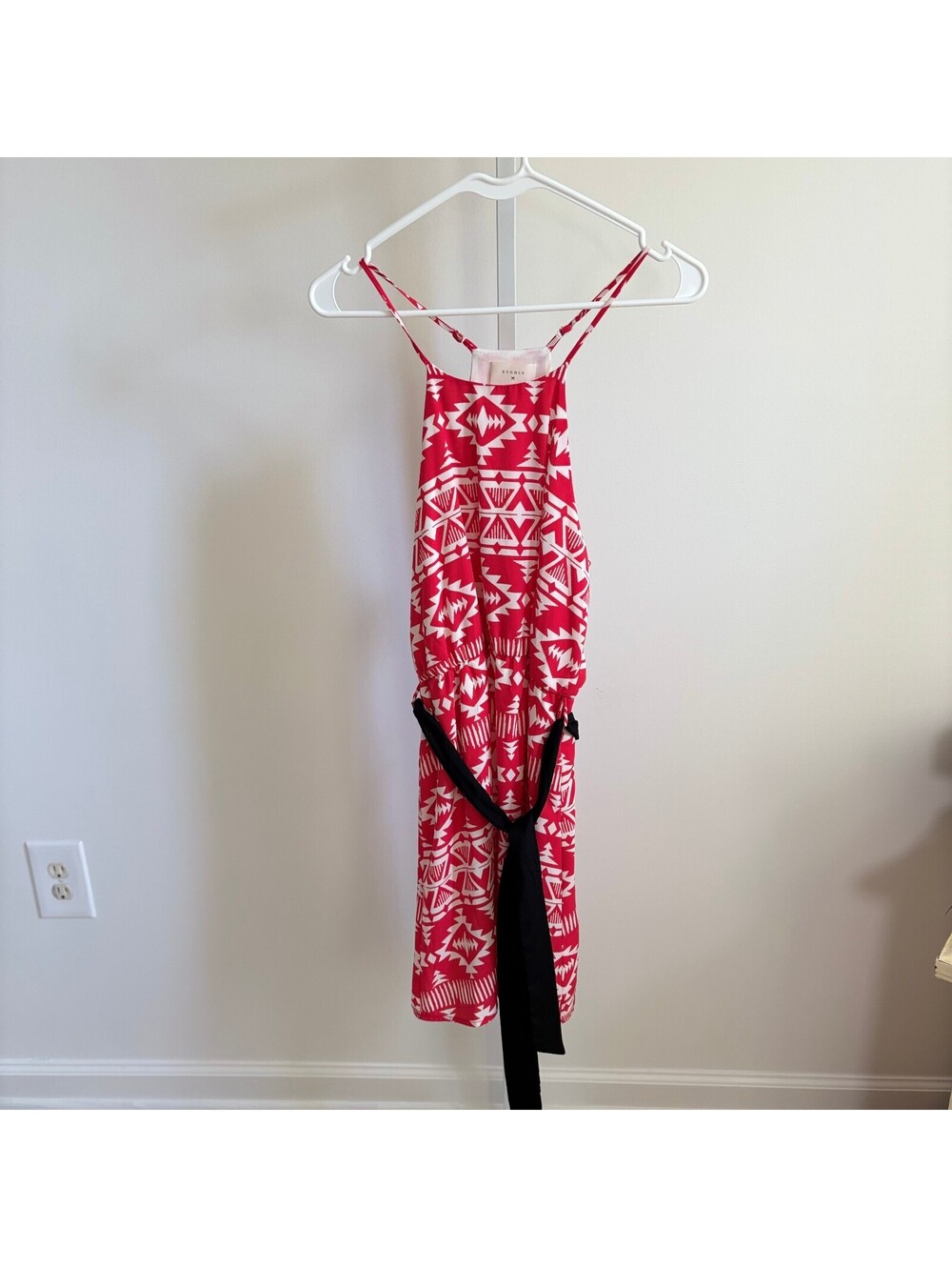 Everly EUC Women's Red Aztec Print Tie Waist Dress Size S